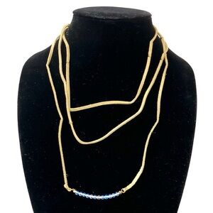 3/$30 Ettika | Layered Tan Cord Blue Beaded Necklace NEW!